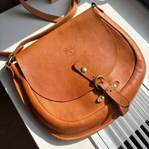 IL Bisonte Purse Gaia Vachetta Leather Crossbody Saddle Bag Wa Di Filippio Italy